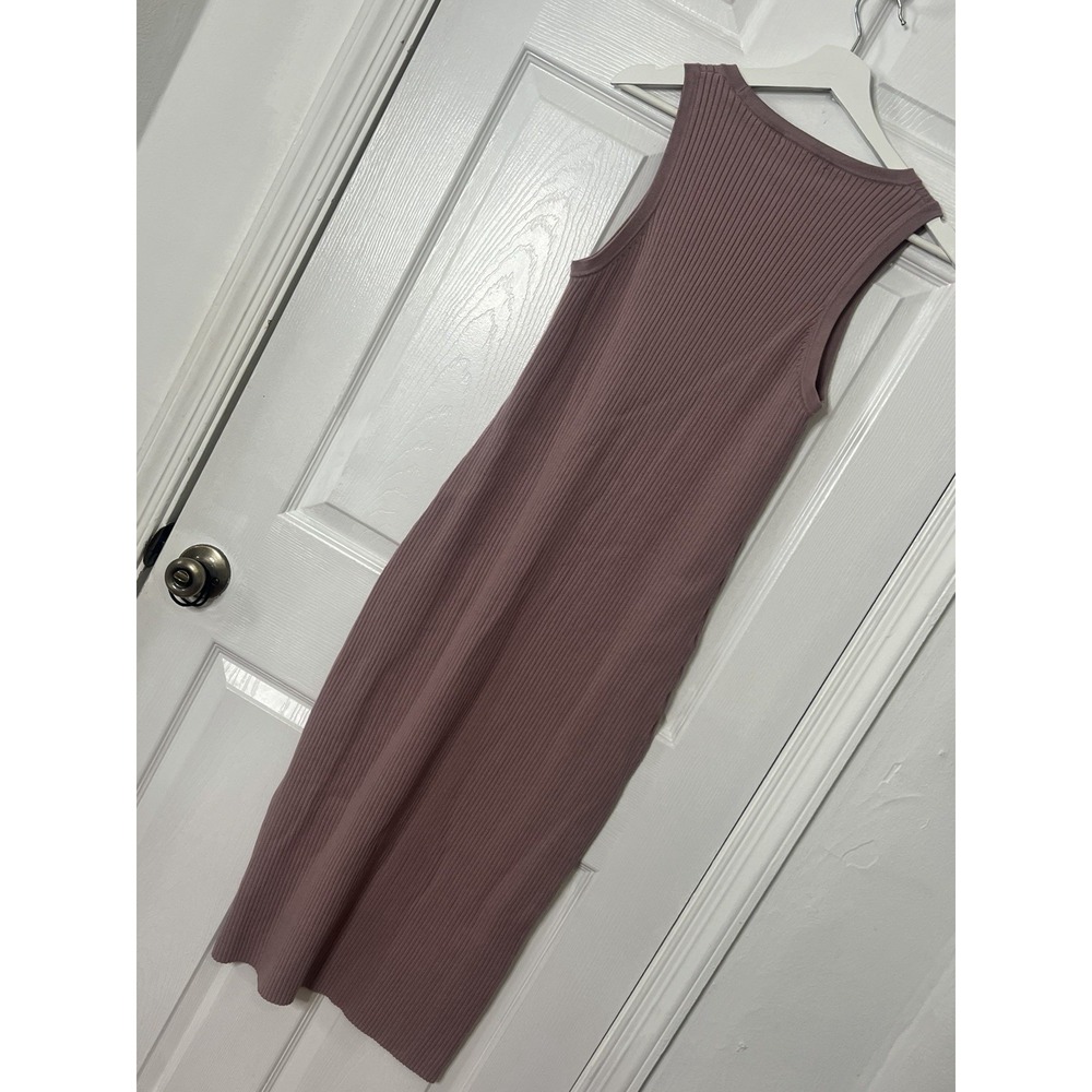 Madewell Ribbed Knit Maxi Dress Mauve Minimalist Quiet Luxury Sleeveless Bodycon - Picture 3 of 7